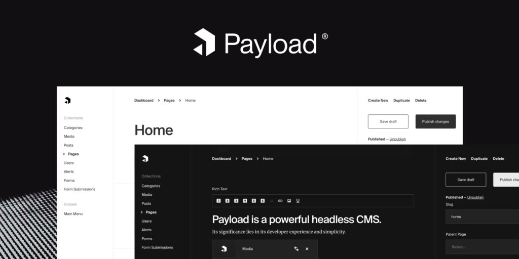 Payload Website CMS UI Dashboard