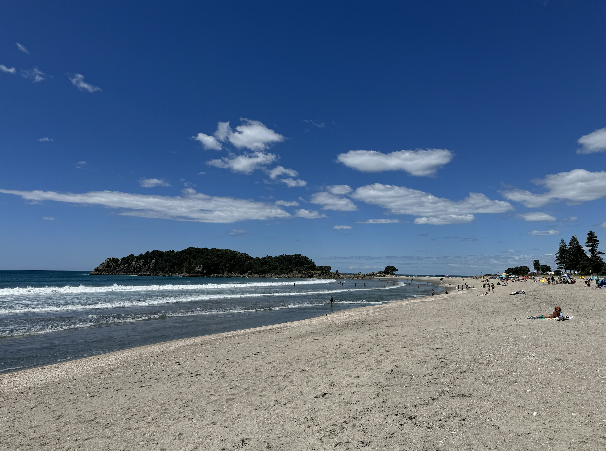 View from the main beach at Mount Maunganui, Bay Of Plenty in New Zealand