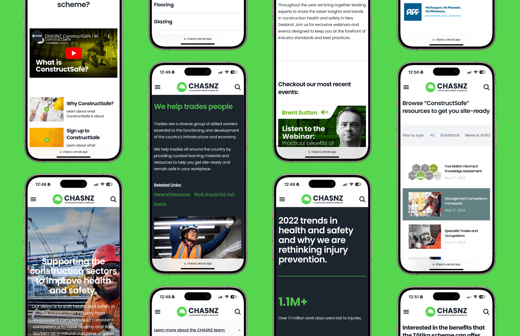 Construction Health & Safety New Zealand's custom website design mobile view