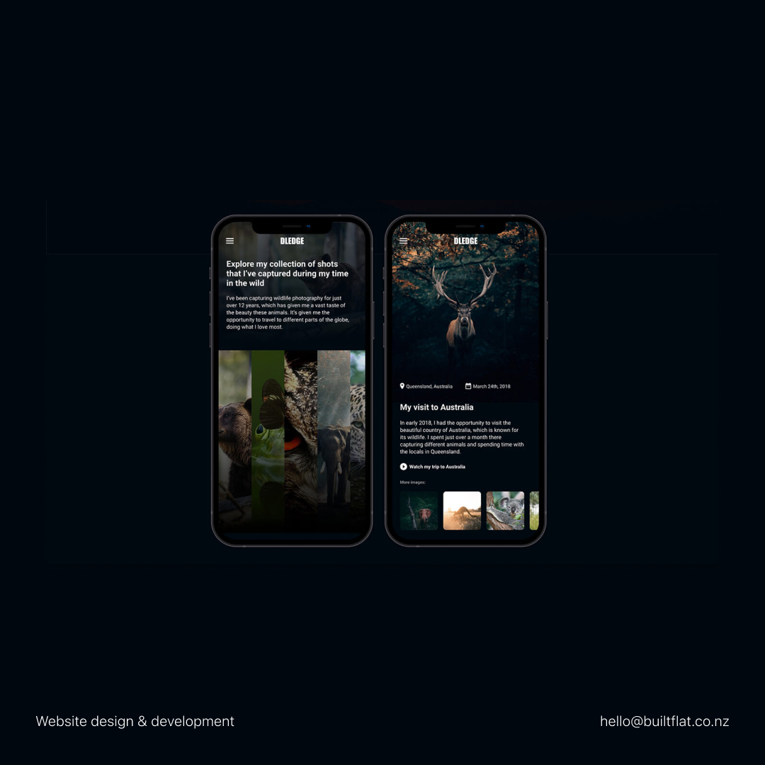 Daniell Ledger's mobile responsive photography portfolio site design