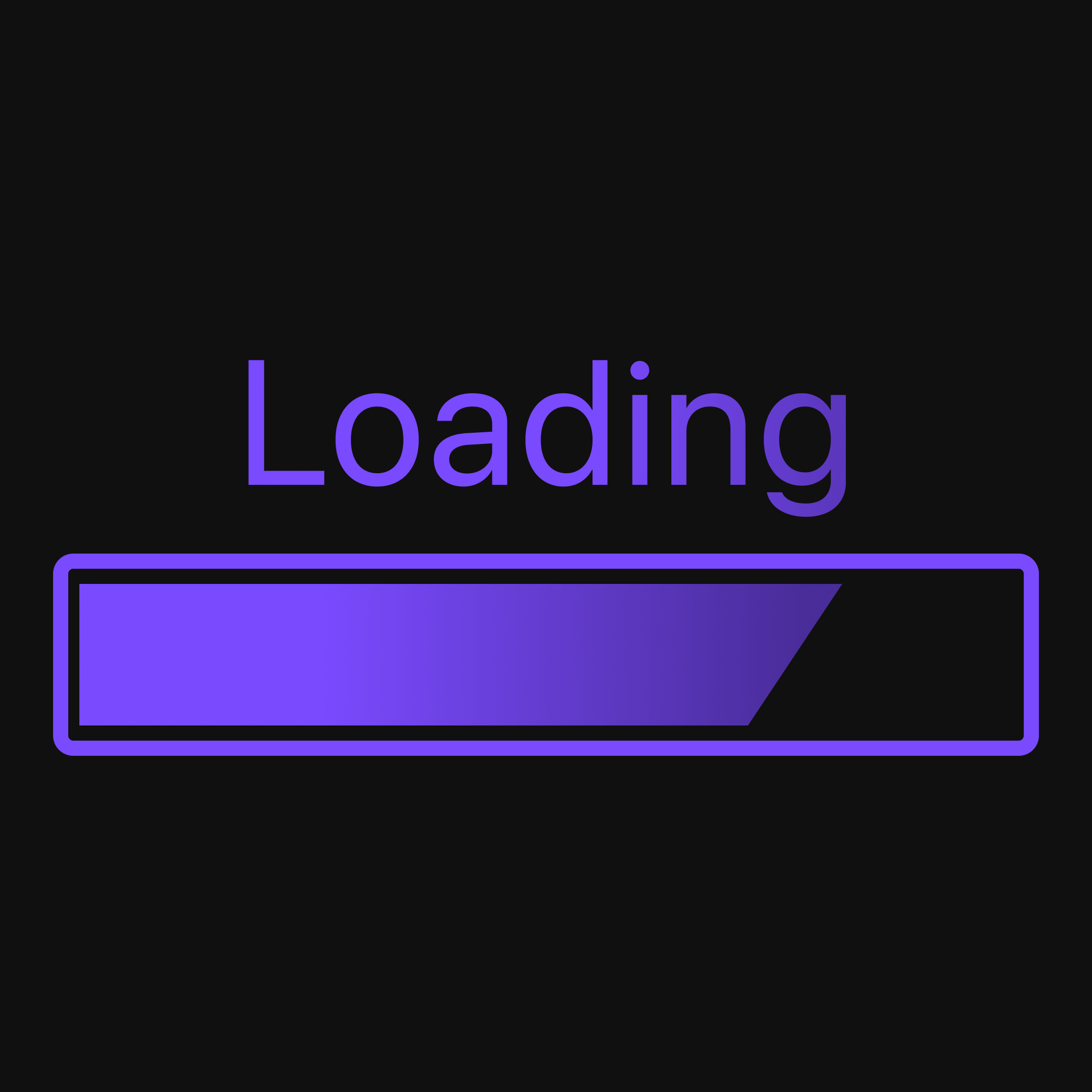 A loading bar indicator with the text "Loading" on top of it.